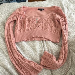 pink knit crop sweater
